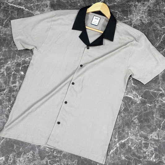 Half Sleeve Cuban Shirt | Graphite - Telaa