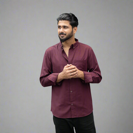 Full Sleeve Shirt | Solid Maroon