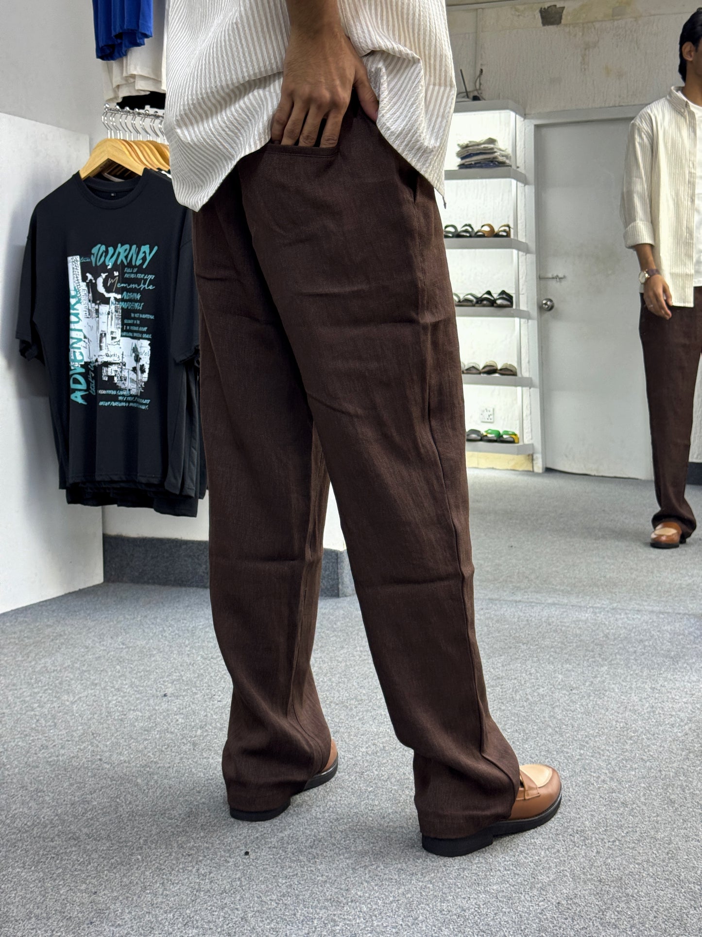 Soft Straight Baggy Pants | Coffee
