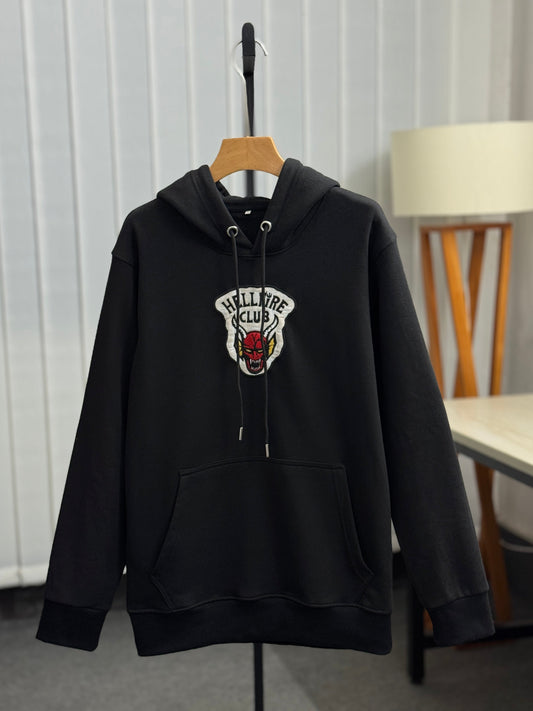 Black Embroidered Hoodie | Hellfire Club