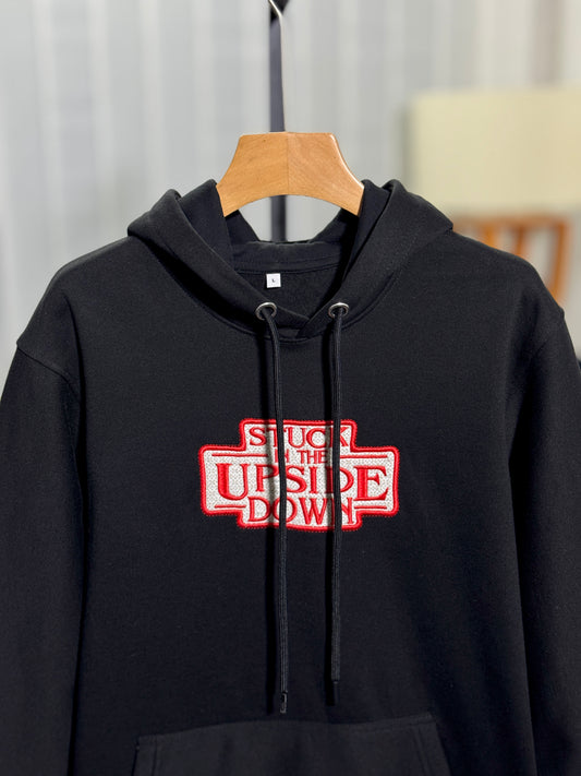 Black Embroidered Hoodie | Stuck in the Upside Down