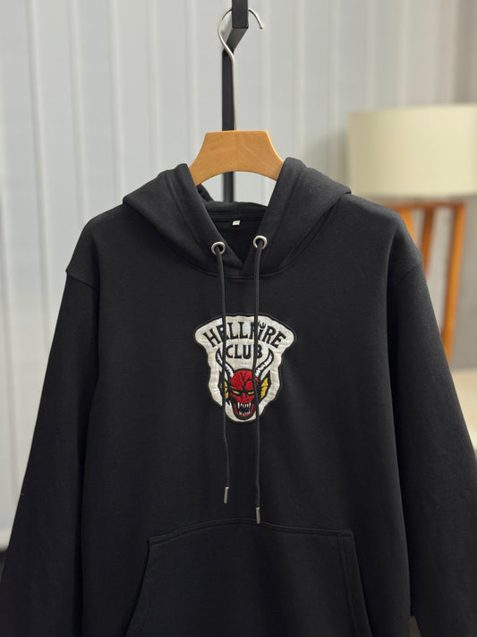 Black Embroidered Hoodie | Hellfire Club