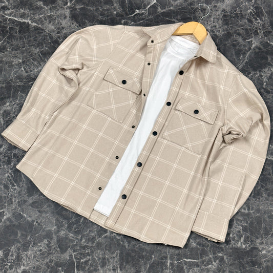 Flannel Overshirt | Beige