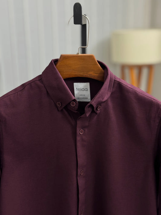 Full Sleeve Shirt | Solid Maroon