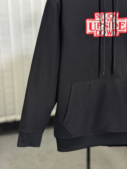 Black Embroidered Hoodie | Stuck in the Upside Down