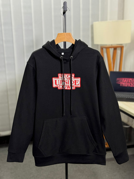 Black Embroidered Hoodie | Stuck in the Upside Down