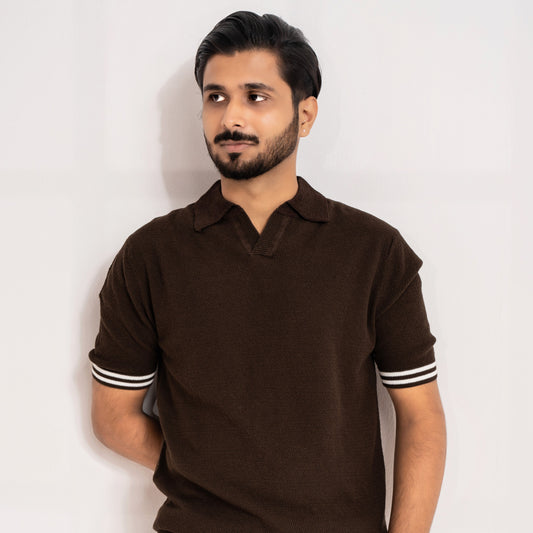 Knit polo coffee
