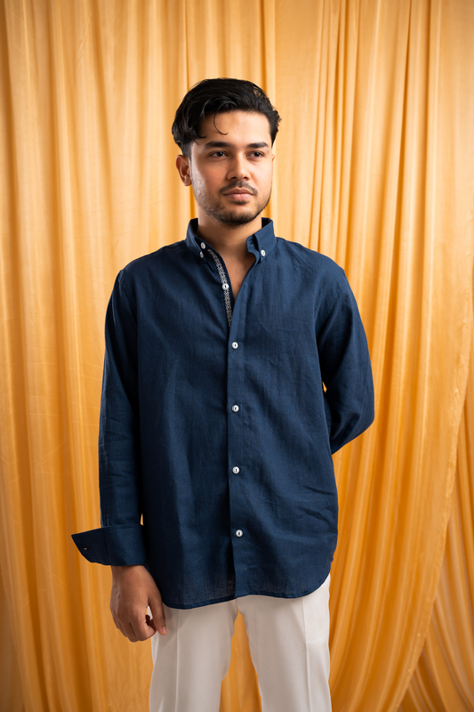 Full Sleeve Shirt | Solid Navy