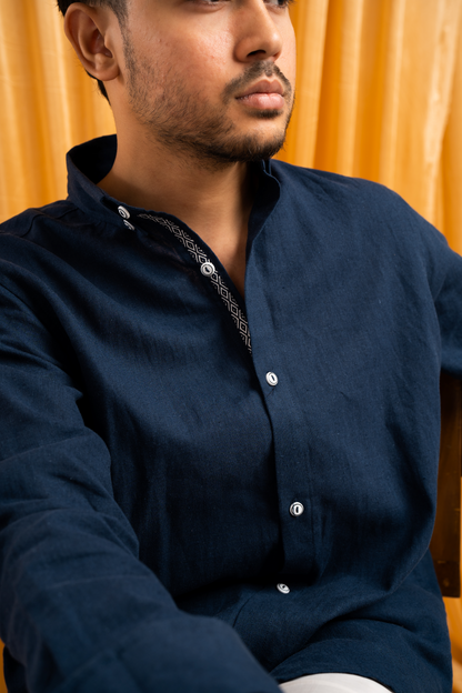Full Sleeve Shirt | Solid Navy