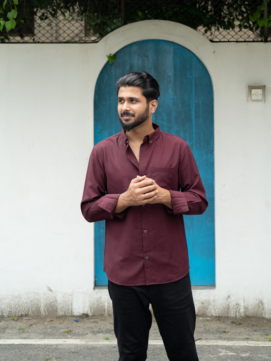 Full Sleeve Shirt | Solid Maroon